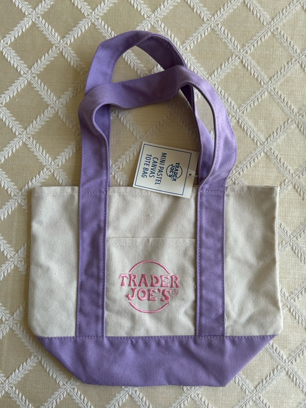 Trader Joe's Lavender-Trim Canvas Tote